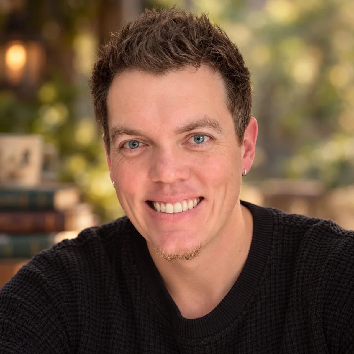 Zack Cook smiling in a black sweater